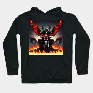 Devil on Motorcycle, Biker Demon Flames Hoodie